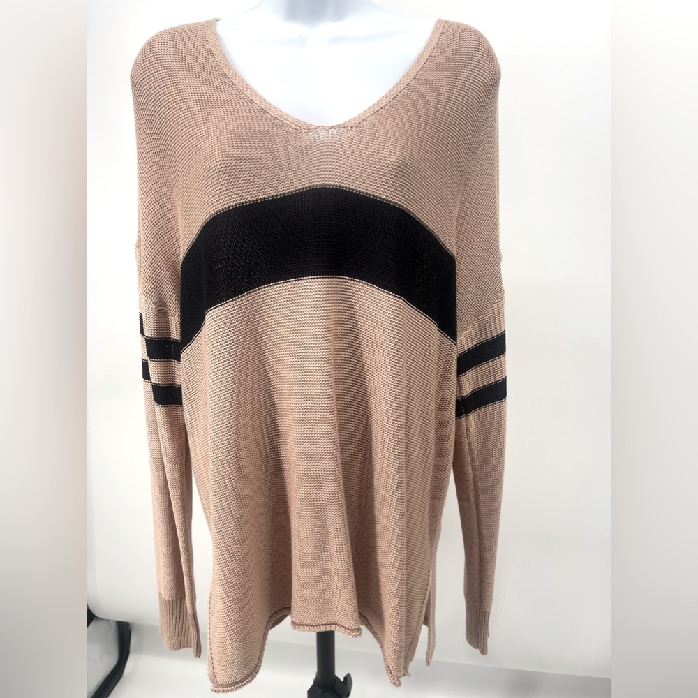 Caramel Mocha  Striped Slightly Oversized Sweater